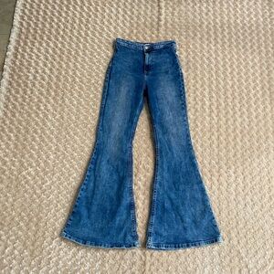 Forever 21 Medium Blue High-Rise Flare Jeans